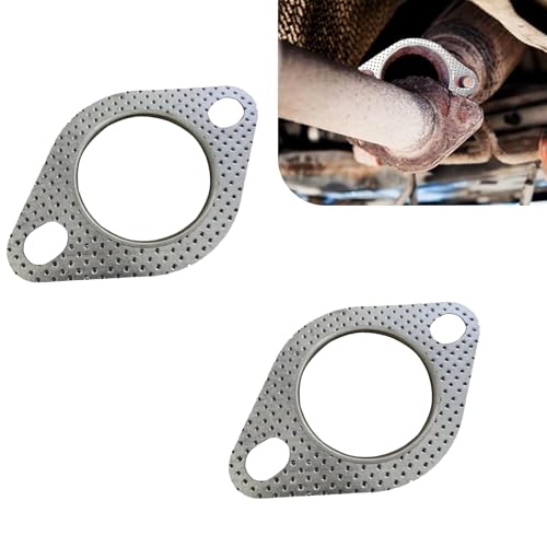 Image of 2 PCS Exhaust Gasket, 2 Bolt 2.5 inch Flange Interface Sealing Gasket, High Temperature Resistant Muffler Gasket with Flange Hexagonal Head Bolts and Nuts, for Most Cars Trucks (Silver)