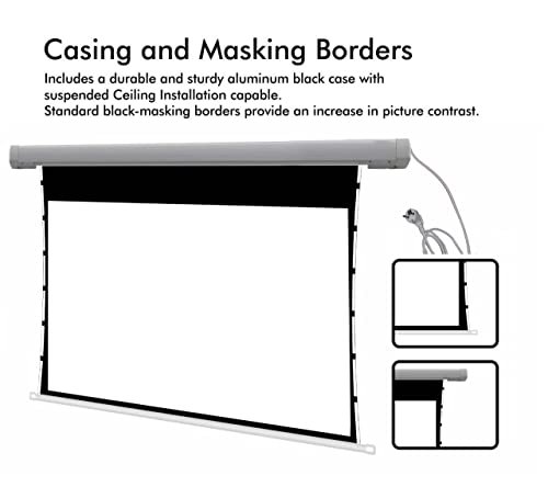 Image of BIG VUE Tab-Tension Motorized Projection Screen, 16:9 Movie Screen | Electric Tab-tensioned Projector Screen UHD Home, Movie, Theater, Work (165 Inches)