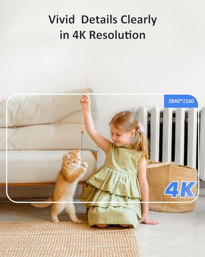 ANNKE Kamera do monitoringu 4K WLAN do wnętrz, 8 MP 2,4/5 GHz WLAN noktowizor, kamera dla psów, wykrywanie ruchu, 2-drożne audio, pamięć w chmurze i karty SD, dla niemowląt / zwierząt domowych, 2 pary