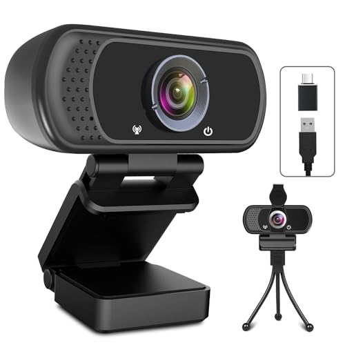 USB C Webcam for Switch 2 / PC: 1080P HD Web Cam with Mic,Computer Camera with Privacy Cover & Tripod Stand for MAC Desktop Laptop, Wide Angle Webcam Pro Streaming Web Camera for Skype/Teams/Webex