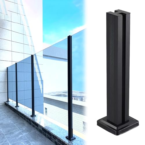 Rambarde en acier inoxydable noir 150 cm avec poteau central pour balcon - 2