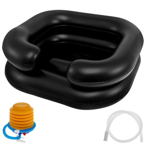 Inflatable Hair Washing Basin, Portable Shampoo Bowl for Bedridden, Elderly, Disabled, Pregnant, Injured, Hair WashTub for Curly Hair, Thick Hair & at Home Sink Washing(black)