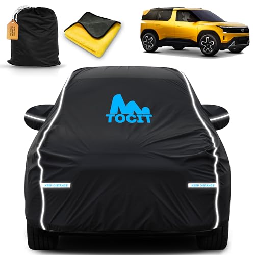 Image of Tata Sierra Waterproof Long Life Car Cover with Safety Glow Reflective Strap, Premium Velvet Velour Fabric, Soft & Stretchable, Machine Washable, Tri-Stitch Custom Fit with Mirror Pocket