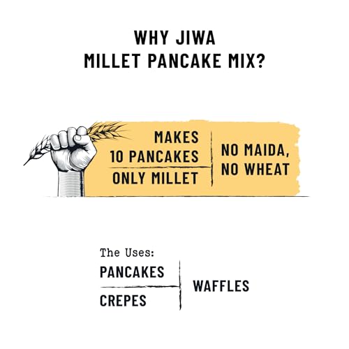 Image of Jiwa Millet Pancake Mix | 200 G | Chocolate | Makes 10 Pancakes | Ready to Cook | Instant Breakfast Mix for Kids | 100% Millet | No Maida, No Wheat | Gluten Free