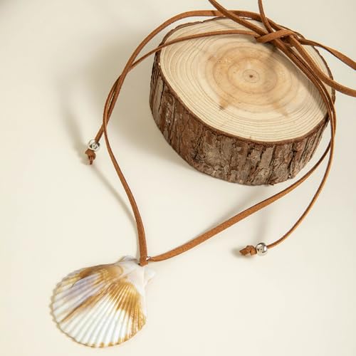 Pure White Conch Pendant Necklace Simple Dainty Gold Plated Ocean Charm Choker Natural Seashell Chain Trendy Boho Beach Jewelry for Women Summer Vacation Decorations3