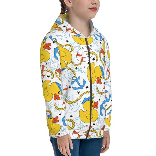 Ducks and Anchors Kids Pullover Hoodies Boys Zip Up Sweatshirts Girls Athletic Clothes with Pocket4