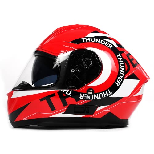 BHR Casco de moto integral con doble visera 814 Ride | Casco de moto Certificado ECE con doble visera anti-rayas | THUNDER RED | XL