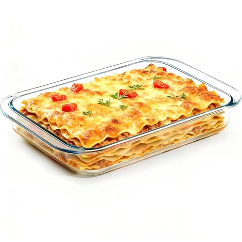 Aphorya 1.0 L Lasagne Auflaufform aus Borosilikatglas Rechteckig und Ofenfest Ideal für Airfryer Backofen Mikrowelle und Geschirrspüler