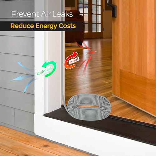 Image of Weather Stripping Door Seal Strip Soundproof Q Foam Tape, Exterior Door Insulation Strip for Large Gap, Easy to Install (Grey, 8FT)