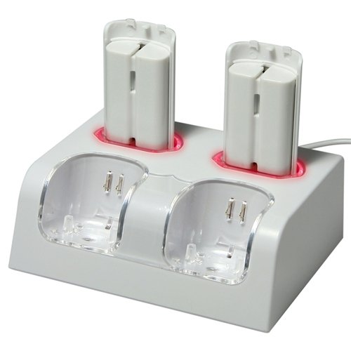 Insten Battery Charging Dock for Remote Control + 4 Rechargeable 2800mAh Battery Compatible with Nintendo Wii / Wii U