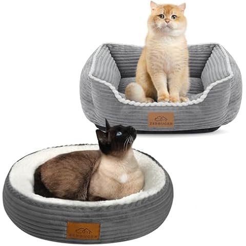 Zerbuger Cat Bed Rectangle and Round Set Cover