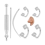 LORACOXS Anillo de nariz de herradura de 6 mm y 8 mm para mujer, 16 g, 18 g, 20 g, anillo de nariz de acero quirúrgico, joyería multiusos para cartílago, hélice, tragus, labio, tabique, labios, orejas