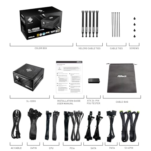Image of ASRock Steel Legend SL-1200G 1200W 80 Plus Gold & Cybenetics Platinum Full Modular Power Supply ATX3.1 & PCIe5.1 Ready with Dual Color 12V-2x6 Cable 10 Years Warranty