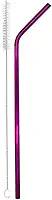 Canudo de Inox Reutilizável Extra Longo Curvo com Escova de Limpeza – Ecológico, Sustentável, Ideal para Copos Altos e Bebidas Frias (Roxo)
