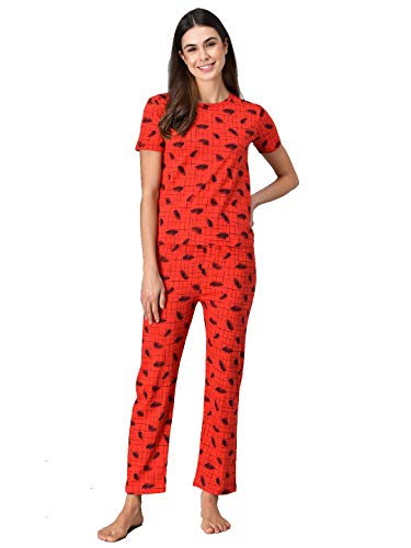 Image of KOTTY Red Cotton Printed Women Pyjama