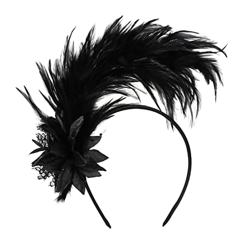 MWOOT 1920s Feathered Fascinator Headband Cover