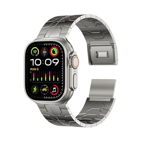 純チタン製 Acestar コンパチブル アップルウォッチ バンド Ultra 3/2/1 Series 11/10/9/8/7/6/5/4 対応、Apple Watch メタル ベルト 49mm 46mm 45mm 44mm、24mm幅の調整可能なチタン