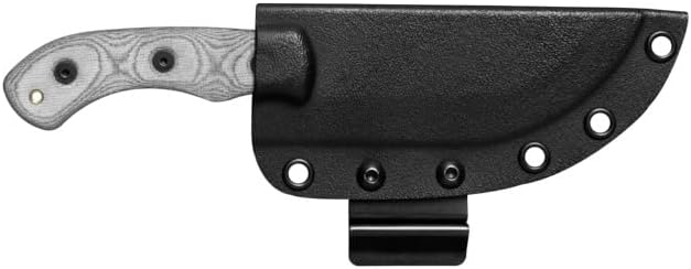 Tops Knives Tom Brown Tracker #4 Mini Full Tang Fixed Blade Knife- Black Kydex Sheath w/Multi-Position Spring Steel Clip (Black Linen Micarta Handle)