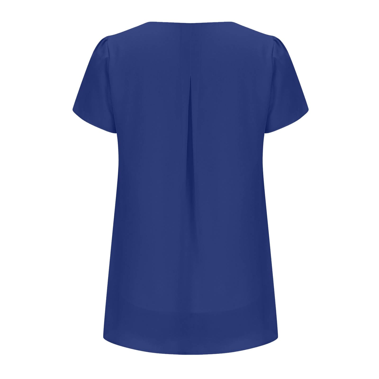 Camiseta Mujer Gasa Manga Corta Camisa Blusa Elegante Casual Verano Color sólido Cuello en V Moda Volante Suelto Túnica Tops Fiesta T-Shirt Oficina Cómodo Basic tee Camisetas