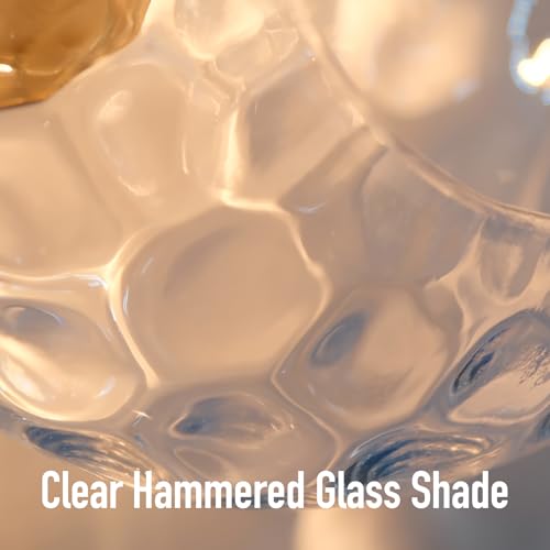 Image of 11 inch Hammered Glass Shade Replacement for E26 Pendant Light, Chandelier, Table Desk Floor Lamp and Wall Sconce, Clear Transparent Lampshade for Vanity Light, Dia 11 inch, Height 5.5 inch, Fitter 1.65 inch