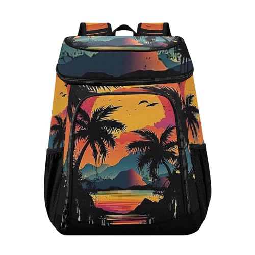 Tropical Hawaiian Palm Trees Cooler Backpack Cooler Insulated Leak Proof Lunch Backpack 36 Cans Waterproof Soft for Men Women Picnic Hiking Camping Beach