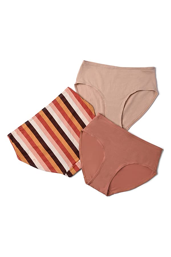 Hipster Full Coverage Strips & Solid Briefs (Pack of 3) Elastic Waist Panties with Super Soft Cotton for Rash-Free Cheeks-image-9