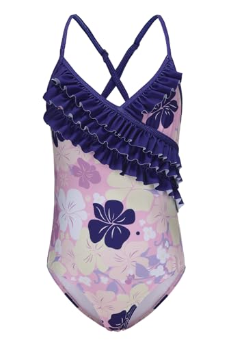 Image of Girls One Piece Swimsuits Hawaiian Ruffle Swimwear Beach Bathing Suit for Summer Vacation