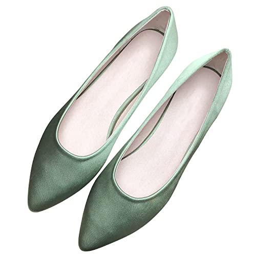 Hee grand Classic Solid Pointed Toe Ballet Flats Womens Shallow Satins Dress Shoes Casual Comfort Slip-On Loafers Light Weight Walking Flats