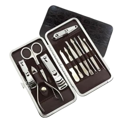 Kit Manicure e Cuidados Pessoais 12 peças Aço Inox - Cortador de Unha, Alicate, Tesoura, Lixa - Ferramentas para Rosto, Pés e Mãos - Estojo Portátil - Cuidados de Beleza Completo - Shop100