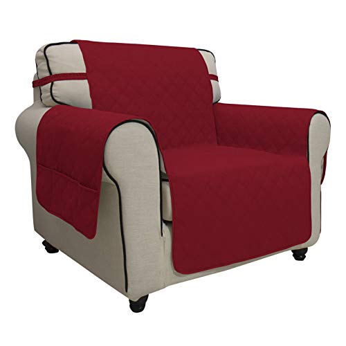 Easy-Going Sofa Slipcover Chair Cover Waterproof Couch Cover Non-Slip Sofa Cover Seamless Whole Piece Fabric Furniture Protector for Pets Kids Children Dog Cat (Chair,Christmas Red)