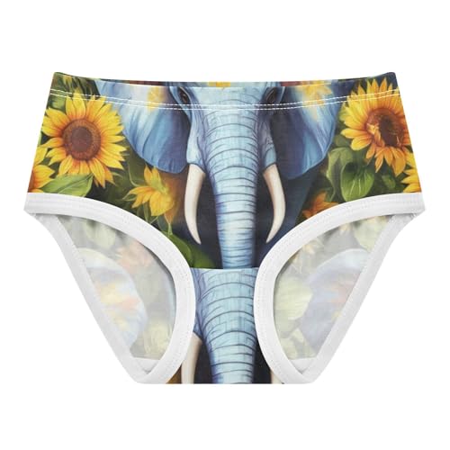 Animals Girls Underwear Toddlers 2t Cotton Panties for Girl Vibrant Elephants Sunflowers Underpants Briefs
