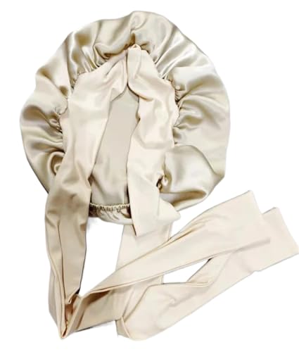 Bonnet de nuit en soie mûrier 19 Momme, l'enveloppe capillaire luxe beige