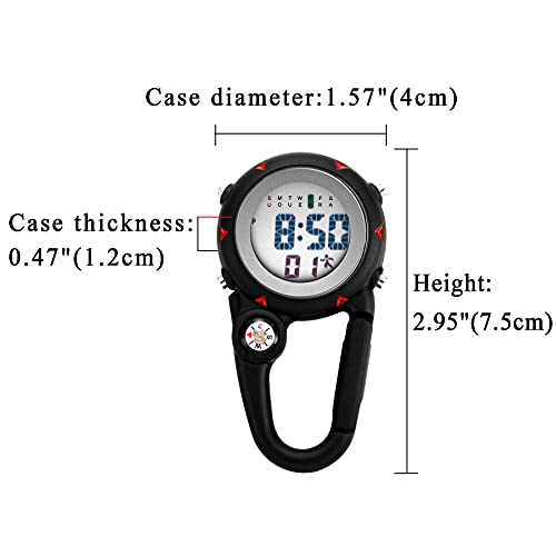 jewelrywe men women digital clip watch mini microlight backpack buckle belt fob watches for rock climbing doctors nurses chefs