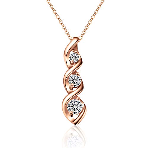 Ascona Silver/14K Gold/Rose Gold Plated Cubic Zirconia Necklace,Dainty Infinity Simulated Diamond Pendant Necklace for Women Jewelry Gift Bridesmaid Necklace
