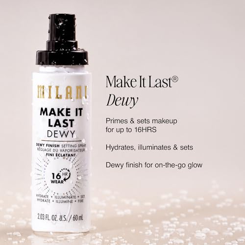 Image of Milani Setting Spray + Primer, Make It Last Dewy - Dewy Finish Moisturizing Formula for Glow on the Go, Setting Spray for Makeup and Face Primer, Prime + Set + Hydrate, 2.03 Fl. Oz - 2 Pack