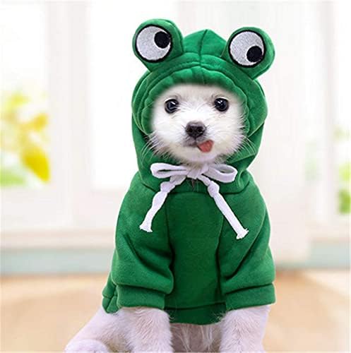 Dog Hoodie- Dog Basic Sweater Coat Cute Frog Shape Warm Jacket Pet Cold Weather Clothes Outfit Outerwear for Small Dogs Cats Puppy Small Animals（L）
