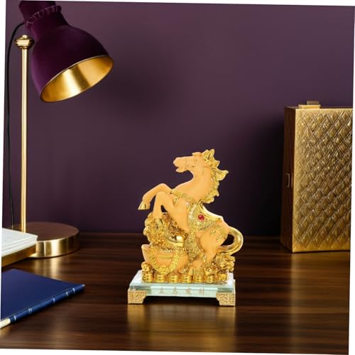 Statuette cheval debout dorée sculpture moderne objet collection - 6