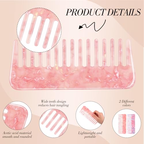 Peine Desenredante de Dientes Anchos Pack x2 Rosa miniatura 4