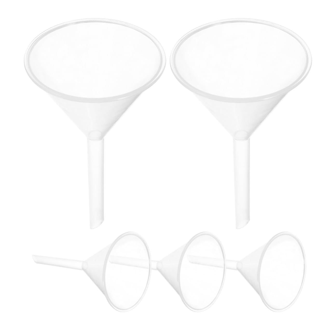 VINTORKY 5Pcs 60mm Plastic Funnels with Long Spout Multi-Purpose Separating Liquid Funnel for Science Lab Bottle Filling Liquid,Water Bottle,Easy and Smooth Transfer