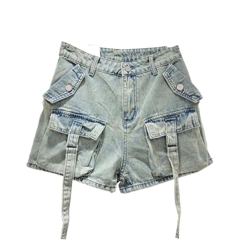 Denim booty shorts femme rétro casual short en jean stretch à lacets