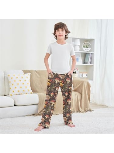 ZZKKO Fall Mushrooms Hedgehogs Boys Pants for Kids Jogger Pants with Pockets S 6