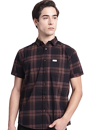 Image of Majestic Man Men Cotton Checkered Half Sleeve Slim Fit Casual Shirt