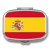Pastillero Pequeño De 2 Compartimentos Con La Bandera De España, Organizador De Pastillas Portátil De Bolsillo Para Viajes, Ideal Para Guardar Vitaminas, Medicamentos, Aceite De Pescado, Suplementos