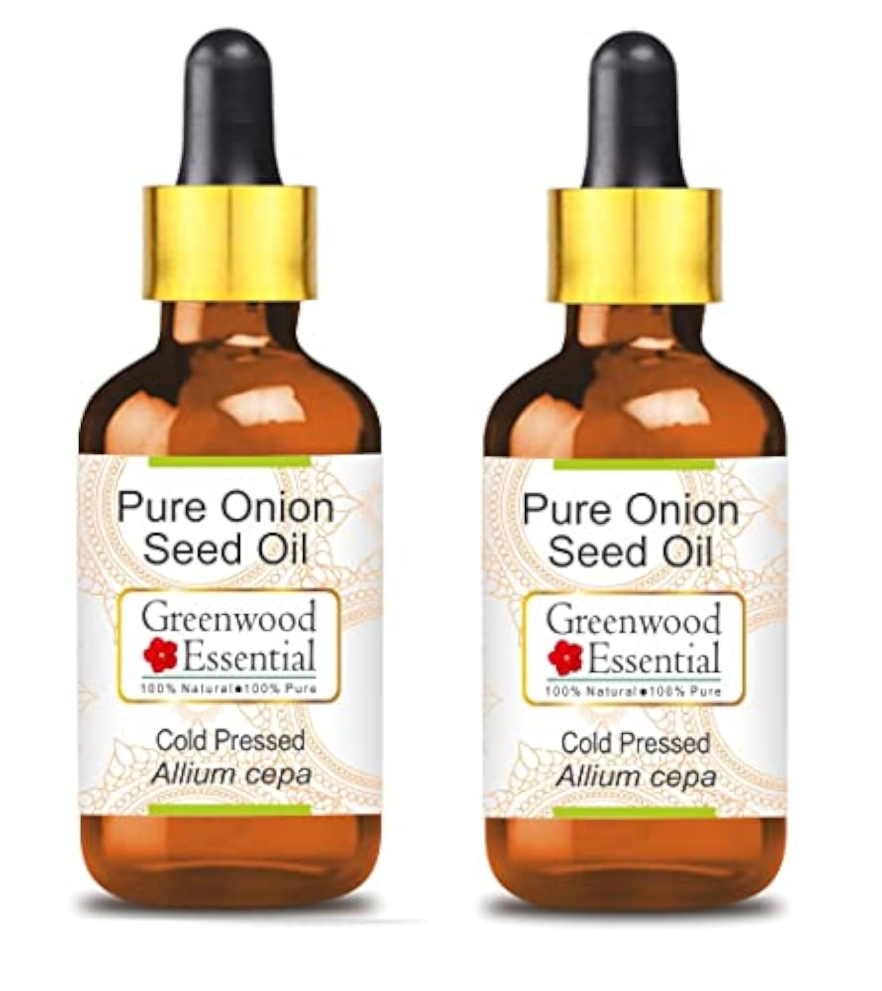 Pure Onion Seed Oil with Glass Dropper, Cold Pressed