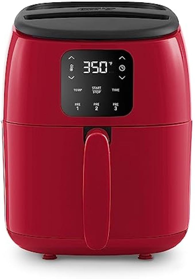 DASH Tasti-Crisp™ Electric Air Fryer Oven, 2.6 Qt., Red – Compact Air Fryer for Healthier Food in Minutes, Ideal for Small Spaces - Auto Shut Off, Digital, 1000-Watt