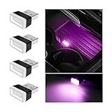 Mandark 4PCS USB LED Car Interior Atmosphere Lamp, Plug-in USB Interface Vehicle Decor Night Light, Portable Mini Automotive Ambient Lighting Kits, Universal for SUV, Sedan, Truck (Pink)