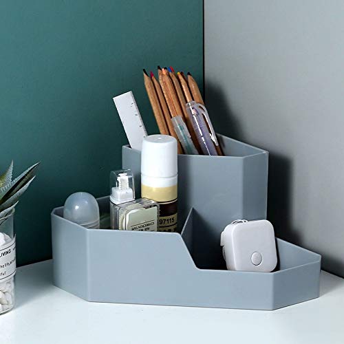 Caja de maquillaje Cosméticos Caja de almacenamiento Maquillaje Organizador Caja de Esquina de Esquema Organización Plástico Almacenamiento de Hogar Contenedor Organizador de Cosméticos y Perfumes(Blu