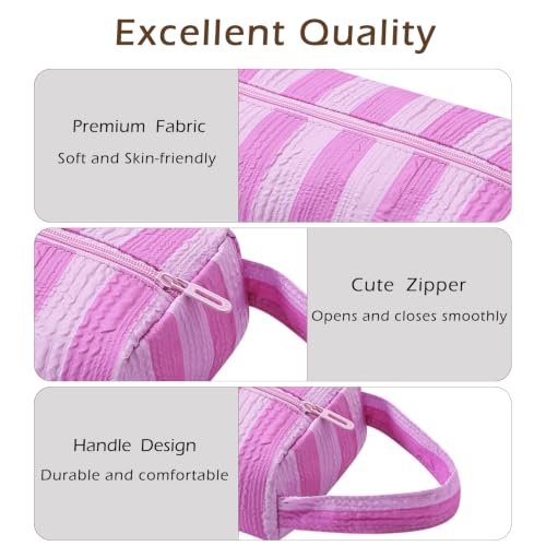 Image of RSRSLEII Striped Hair Tools Travel Bag,Hair Styling Accessories Storage Case for Shark FlexStyle,Dyson Airwrap Hair Dryer,Curling Iron,Straightener,Revlon Hair Tools,Portable&Foldable(15Rose Red&Pink)