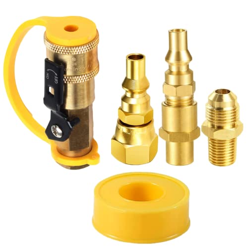 MCAMPAS Propane Quick Connect Conversion Kit for Weber Q Series & Traveler Gas Grills - Universal Adapter with Safety Lock, Durable Brass Fitting (Compatible with Q100, Q200, Q300, 1200, 2200)