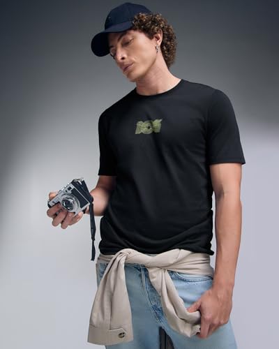 Image of Men's Cotton-Polyester Crew Neck Half Sleeve Relaxed Fit Tee | Workout-from-Home Casual Sports T-Shirt for Travel, Cafes, Walks & Lounge (XM1005)